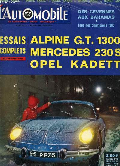 L'AUTOMOBILE N237 / JANVIER 1966 - EN SUPPLEMENT 