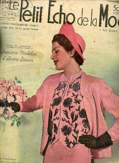 LE PETIT ECHO DE LA MODE N34 / 21 AOUT 1938 - Premiers modles d'avant-saison / Cygnes de Chantilly / La femme au volant / Collerette tricote en rayonne / Concours de la meilleure mnagre de France 1939 / Casaque au tricot pour dame / ETC.