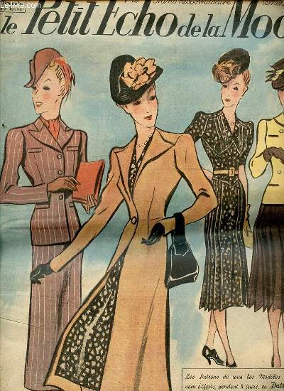 LE PETIT ECHO DE LA MODE N8 / 19 FEVRIER 1939 - Cathdrale d'Albi / Caractres de la mode nouvelle / L'Angleterre et la femme anglaise / Robes habilles / Tailleurs / Pull au tricot pour grande fillette / Billet de Jeannie / Robes simples / ETC.