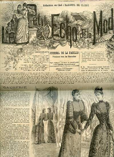 PETIT ECHO DE LA MODE N4 / 25 JANVIER 1891 - Causerie / Moyen de se faire aimer / Messieurs de Cisay / Bordure au point russe / Modle de chapeau de Mme Dudemaine / Chapeau Lamballe en feutre pelucheux / Raymond de Vauclair / Ce que femme veut ETC.