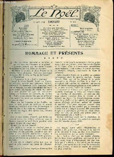 LE NOEL N979 / 1 JANVIER 1914 - Hommage,Nouvelet.Au seuil des clotres, Reyns-Monlaur.Dans les autres plantes Abb E. Duplessy.Le microbe de la rage,A. A cloque.L'actualit musicale,A. Gasto.Le gnral la Mort (roman), Clo.Un livre par ETC.