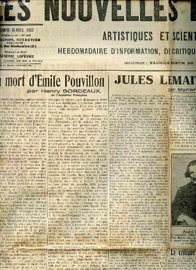 LES NOUVELLES LITTERAIRES, ARTISTIQUES ET SCIENTIFIQUES N496 / 16 AVRIL 1932 - Lettre indite de Stendhal par Paul Arbelet / Mode 1932 par E. Berl / Jaroslav Hasek par Bloch / Bathasar Gracian par R. Kemp / Destins du vers dramatique par F. Porch ETC.