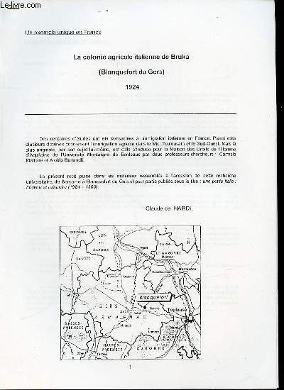 LA COLONIE AGRICOLE ITALIENNE DE BRUKA (BLANQUEFORT DU GERS).