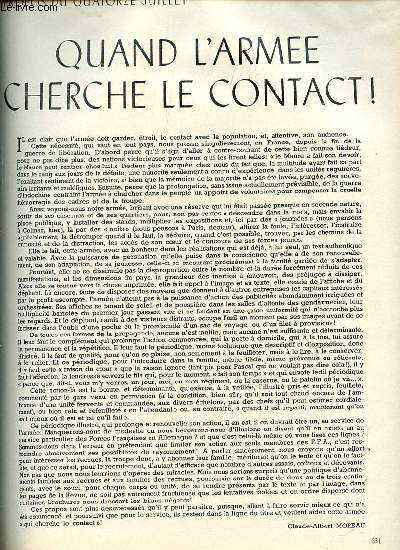 REVUE DES TROUPES DE L'ARMEE D'OCCUPATION N7 - Quand l'arme cherche le contact par Moreau / En Indochine, opration Ardennes : accrochage au sud de Haiphong, opration Poitiers et Moselle / Arrive des jeunes recrues au 46me B.I. / ETC.