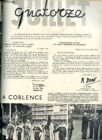 REVUE DES TROUPES DE L'ARMEE D'OCCUPATION N8 - Le 14 juillet  Coblence,  Baden-Oos / Le 14 juillet  Paris / En Indochine, les parachutistes  Langson / Au 5me Hussards, le commandement passe / L'aventure berlinoise par Claude Ambroise / ETC.