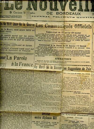 LE NOUVELLISTE DE BORDEAUX N14.163 : JOURNAL POLITIQUE QUOTIDIEN - Principaux faits du 911 me jour de la guerre / Les communauts officiels / L'anniversaire de Guillaume II / En Russie : l'affaire Sturmer, mensonges allemands, complot allemand ETC.