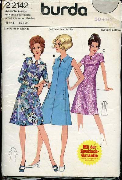 BURDA - PATRON A DEUX TAILLES / TWO-SIZE PATTERN. EN VENTE POUR TAILLE 46+48, 50+52 / 2 2142.