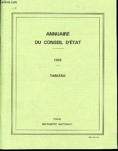 ANNUAIRE DU CONSEIL D'ETAT 1992 - TABLEAU.