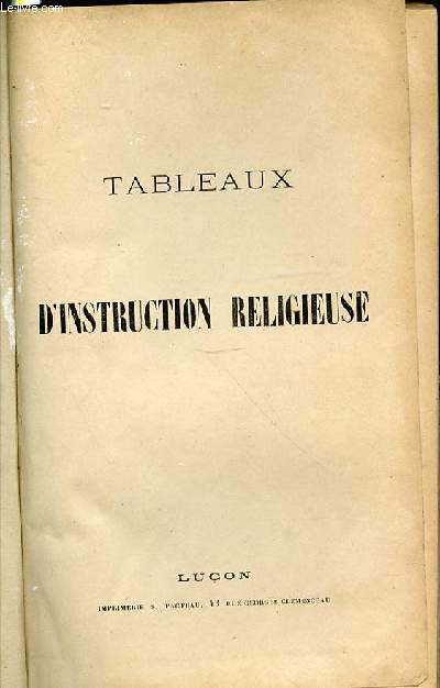 TABLEAUX D'INSTRUCTION RELIGIEUSE.