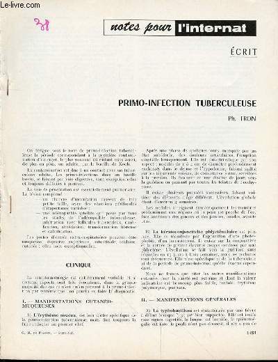 NOTES POUR L'INTERNAT - PRIMO-INFECTION TUBERCULEUSE DE PH. TRON.