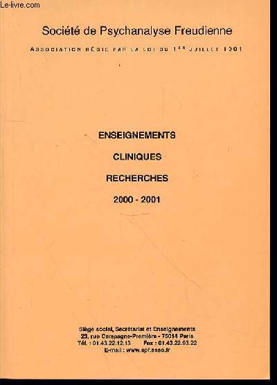 ENSEIGEMENTS CLINIQUES RECHERCHES 2000-2001.