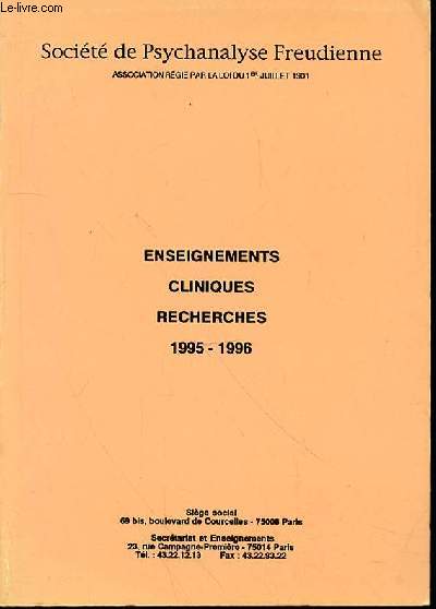 ENSEIGNEMENTS CLINIQUES RECHERCHES 1995-1996.