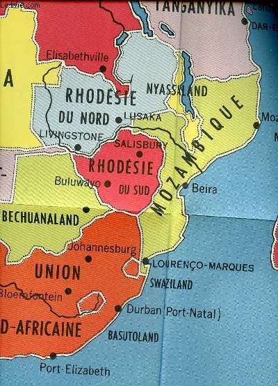 CARTE GEOGRAPHIQUE DE L'AFRIQUE EN COULEURS - 1CM =62.5KM