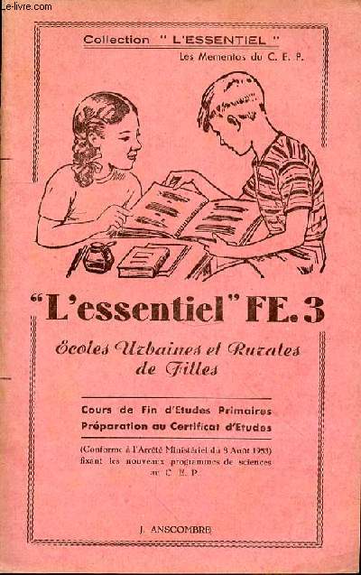 L'ESSENTIEL FE.3 ECOLES URBAINES ET RURALES DE FILLES