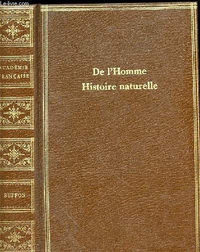 DE L'HOMME - HISTOIRE NATURELLE