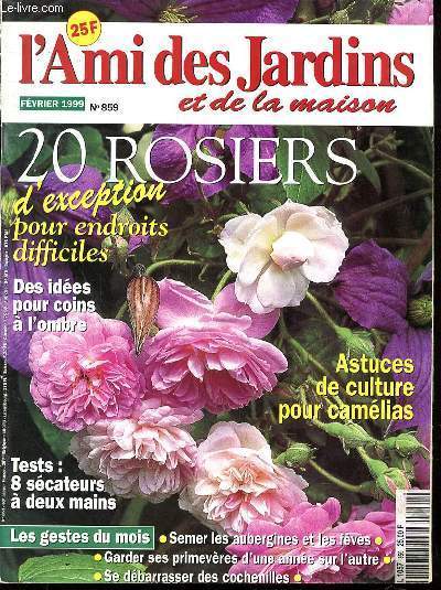 L'AMI DES JARDINS ET DE LA MAISON N859 - FEV 1999 - 20 ROSIERS D'EXCEPTION POUR ENDROITS DIFFICILES- DES IDEES POUR COINS A L'OMBRE - ASTUCES DE CULTURE POUR CAMELIAS - TESTS 8 SECATEURS A DEUX MAINS - LES GESTES DU MOIS - SEMER LES AUBERGINES