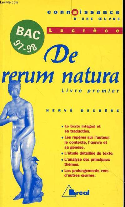 DE RERUM NATURA LUCRECE. Livre I Bac 1998 1999