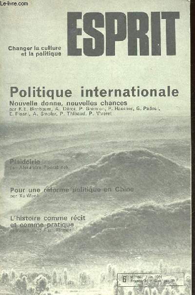 ESPRIT CHANGER LA CULTURE ET LA POLITIQUE - JUIN 1981