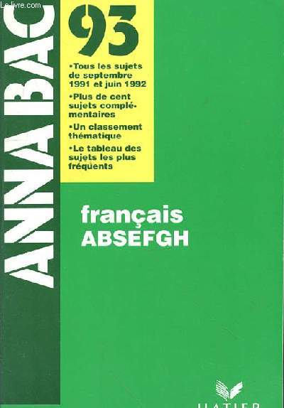 ANNABAC FRANCAIS 93 - ABSEFGH -