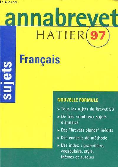 ANNABREVET HATIER 97 - SUJETS FRANCAIS