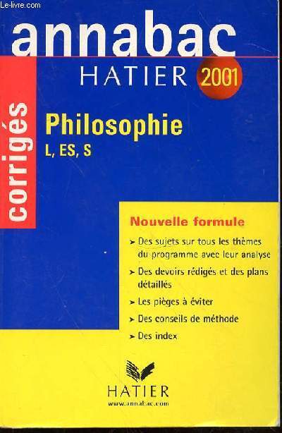 ANNABAC HATIER 2001 - PHILOSOPHIE L-ES-S