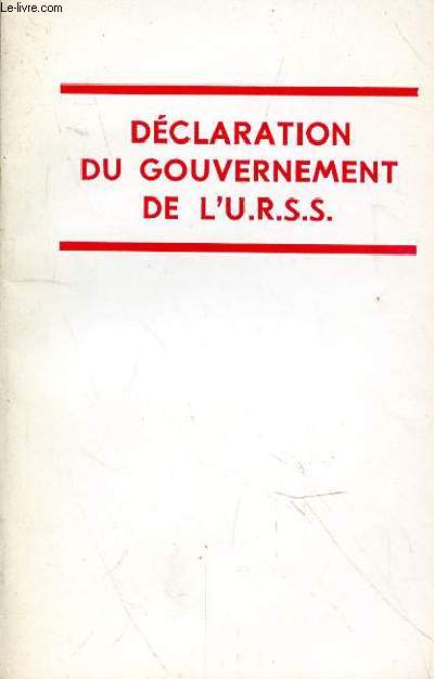 DECLARATION DU GOUVERNEMENT DE L'URSS DU 29 MARS 1969