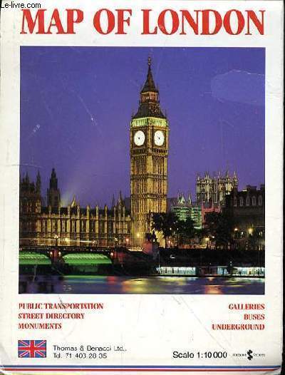 MAP OF LONDON - PUBLIC TRANSPORTATION- STREET DIRECTORY - MONUMENTS - GALLERIES - BUSES - INDERGROUND - 1 : 10000 - 60*70CM environ