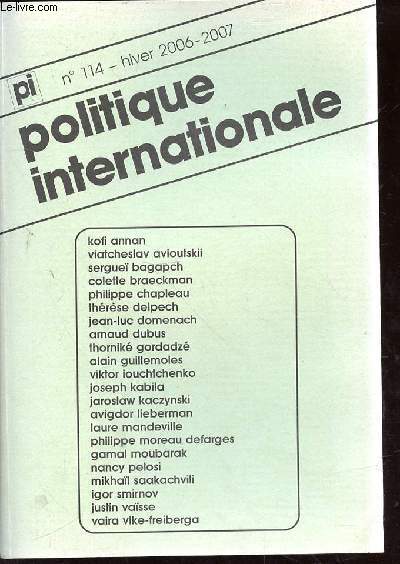 POLITIQUE INTERNATIONALE N114 - HIVER 2006-2007 -