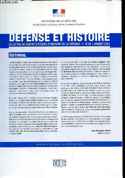 DEFENSE ET HISTOIRE - LA LETTRE DU CENTRE D'ETUDES D'HISTOIRE DE LA DEFENSE N22 - JANVIER 2005