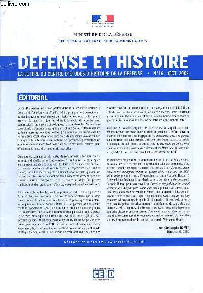 DEFENSE ET HISTOIRE - LA LETTRE DU CENTRE D'ETUDES D'HISTOIRE DE LA DEFE?SE N16 OCT 2002
